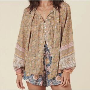 Spell & the Gypsy Long Sleeves Button Front Mossy Blouse Women's Medium